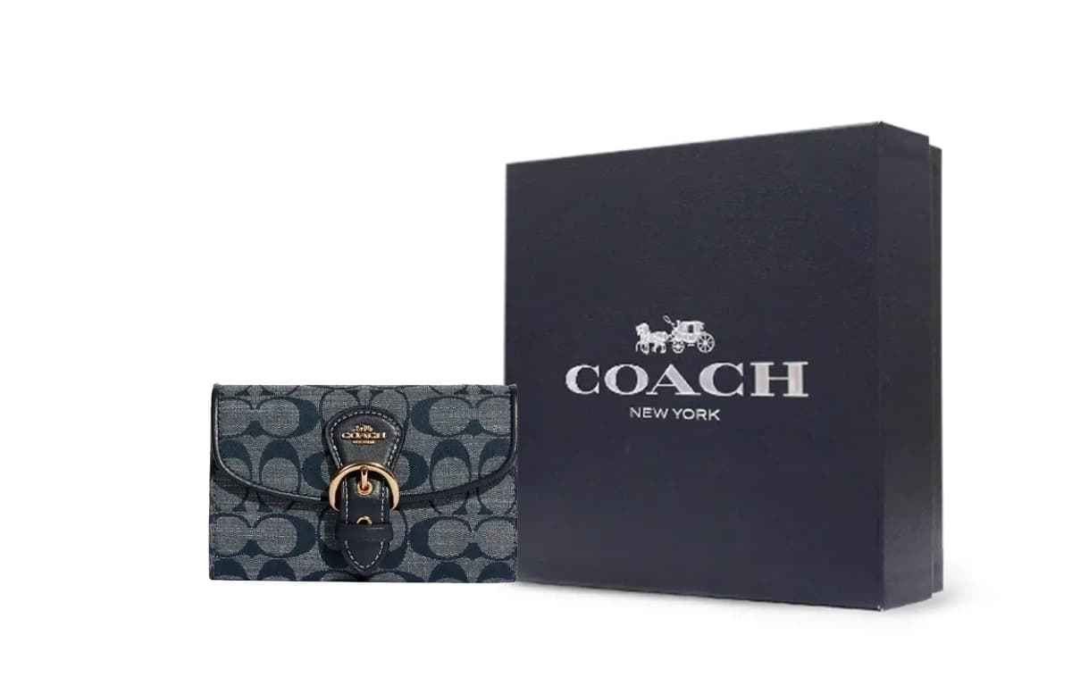 COACH Kleo 15 Signature Jacquard Qadın Pulqabısı Denim Mavi 7