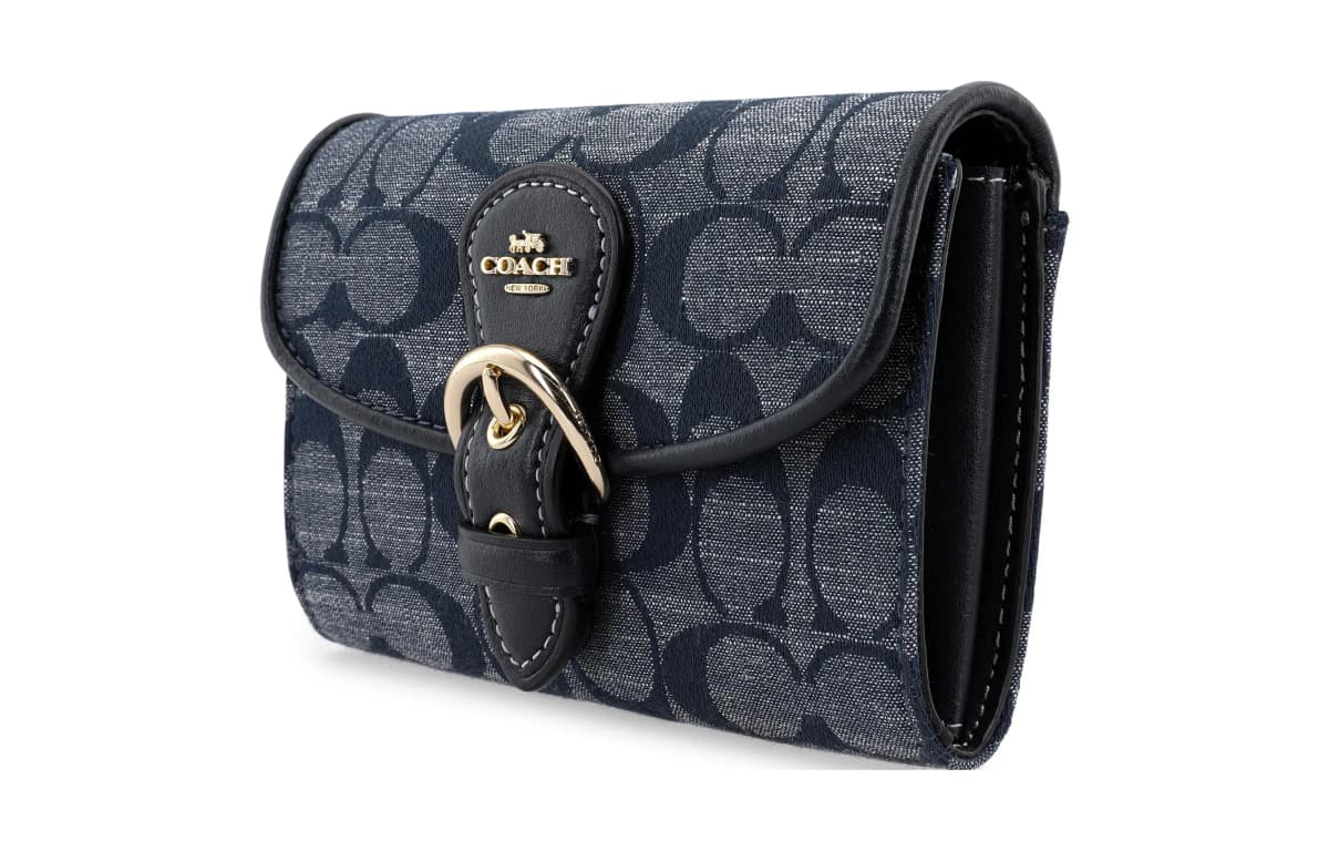 COACH Kleo 15 Signature Jacquard Qadın Pulqabısı Denim Mavi 2