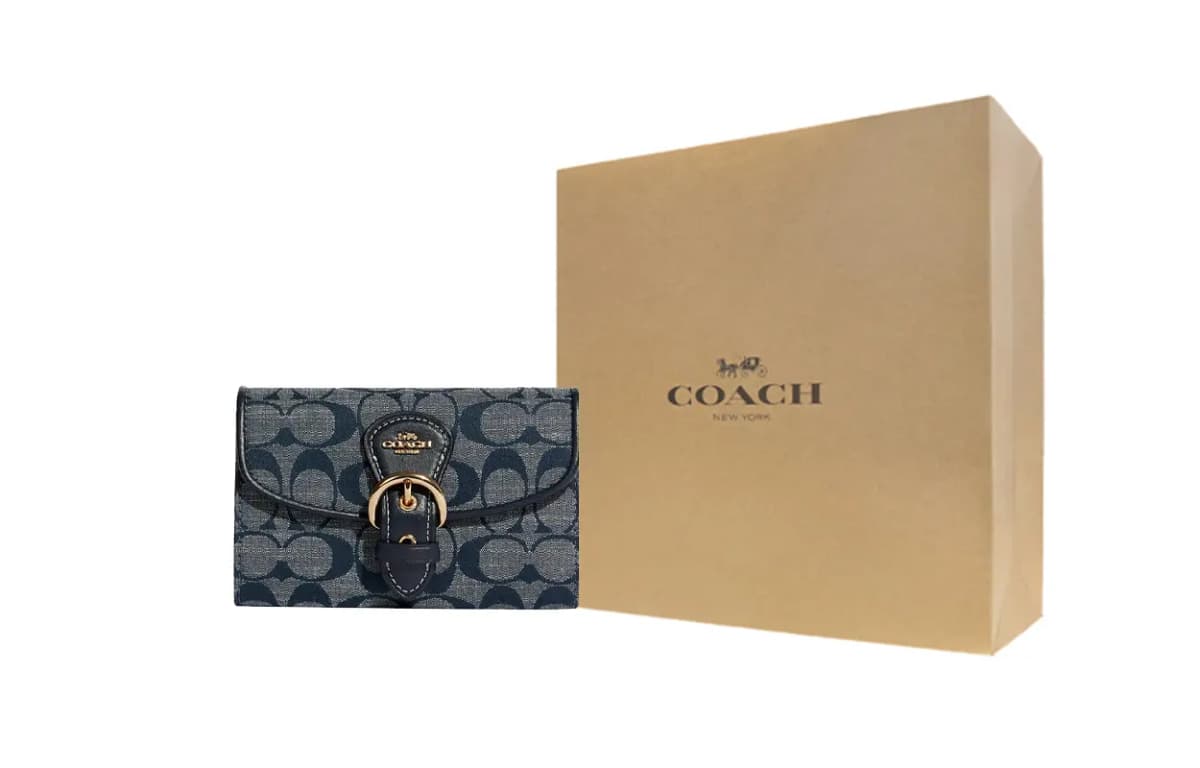 COACH Kleo 15 Signature Jacquard Qadın Pulqabısı Denim Mavi 6