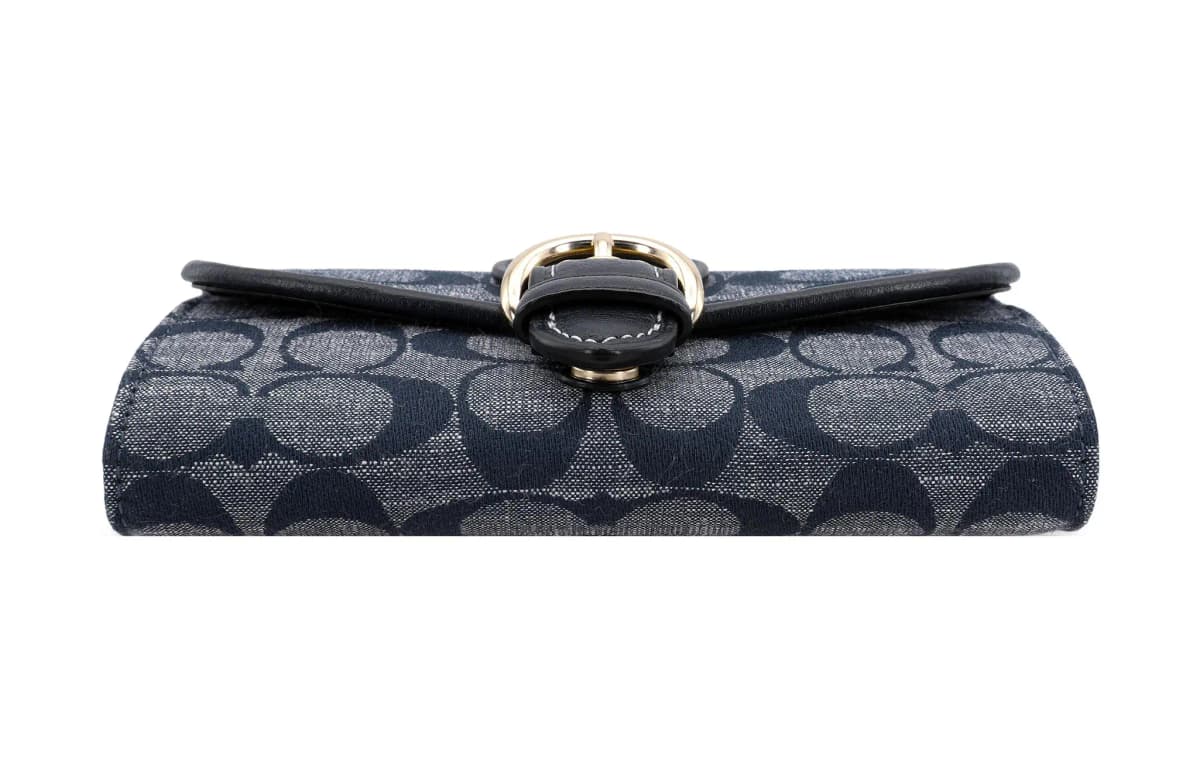 COACH Kleo 15 Signature Jacquard Qadın Pulqabısı Denim Mavi 4