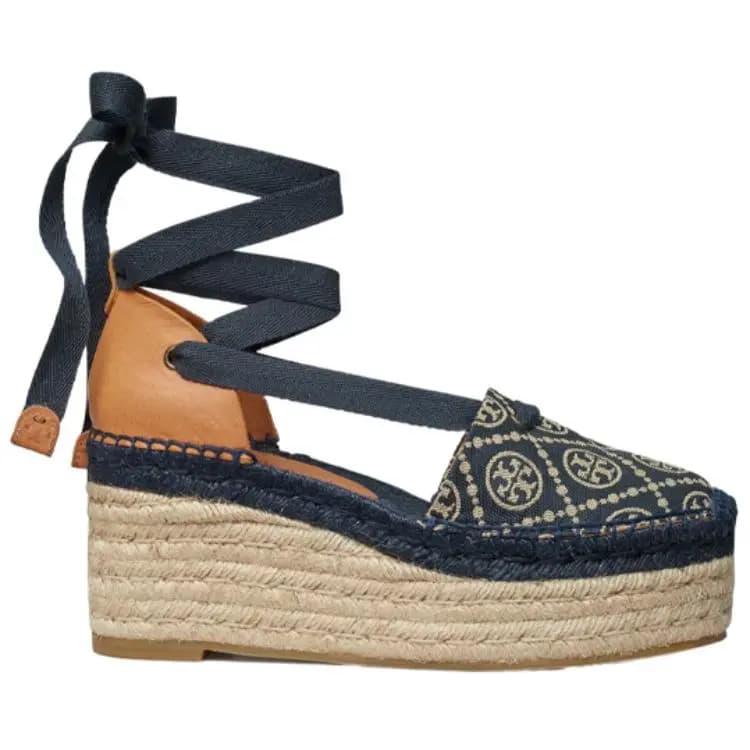 Tory Burch T Monogram Platforma Səndəl Qadın Göy 2