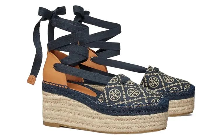 Tory Burch T Monogram Platforma Səndəl Qadın Göy 4