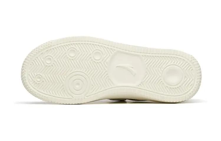 Anta Kids Mesh Velcro Wear-Resistant Low-Top Skate Shoes Cream White/Red 5