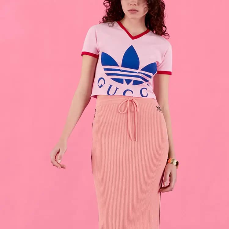 GUCCI X Adidas Qadın Köynəyi Çəhrayı 4