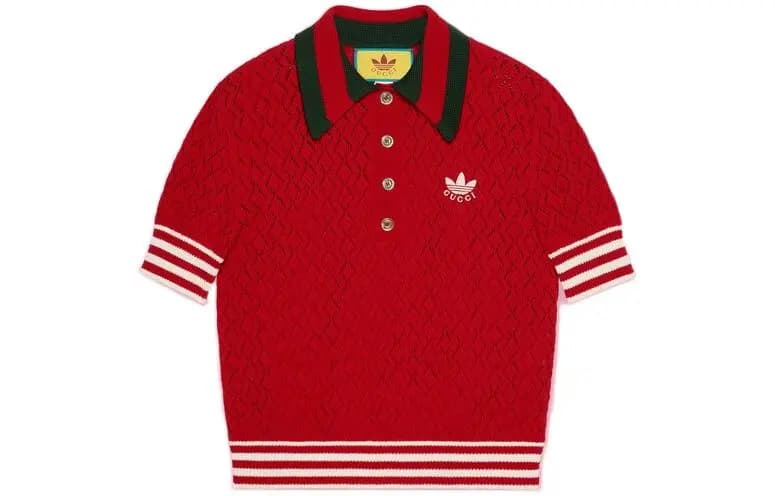 GUCCI X Adidas Qadın Polo Köynəyi Qırmızı