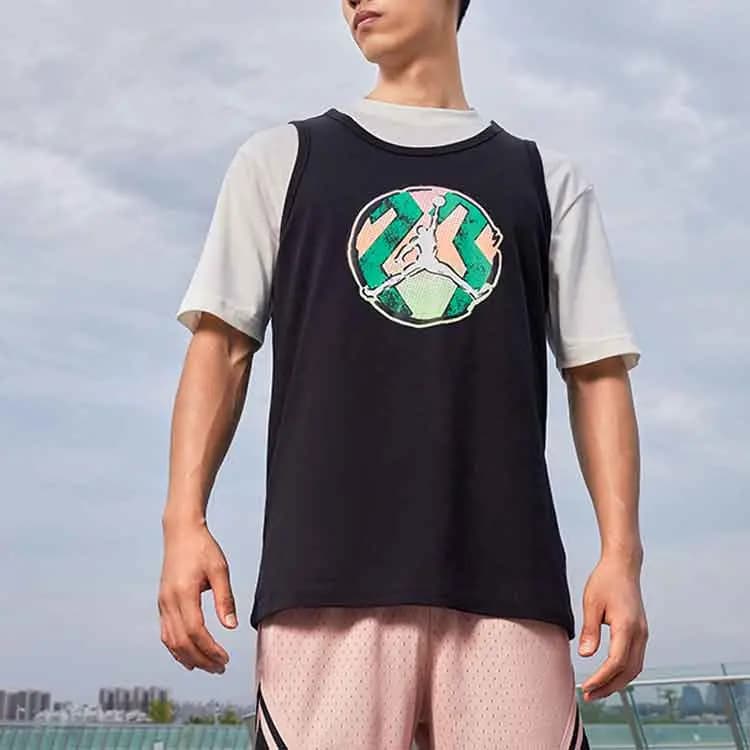 Jordan Logo Graphic Print Athletic Tank Top Men's Black 7