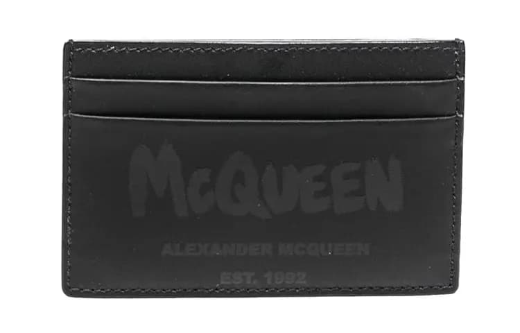 Alexander McQueen Dəri Kişi Kart Qabı Qara