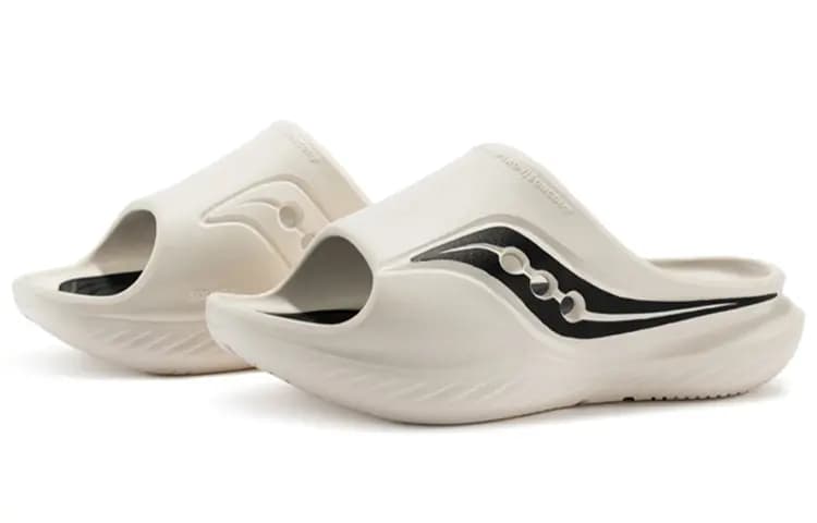 Saucony Cradle Slip Resistant Abrasion Resistant Casual Slippers Unisex Black White 5