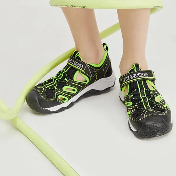 Skechers Uşaq Sandalet Qara/Yaşıl 7