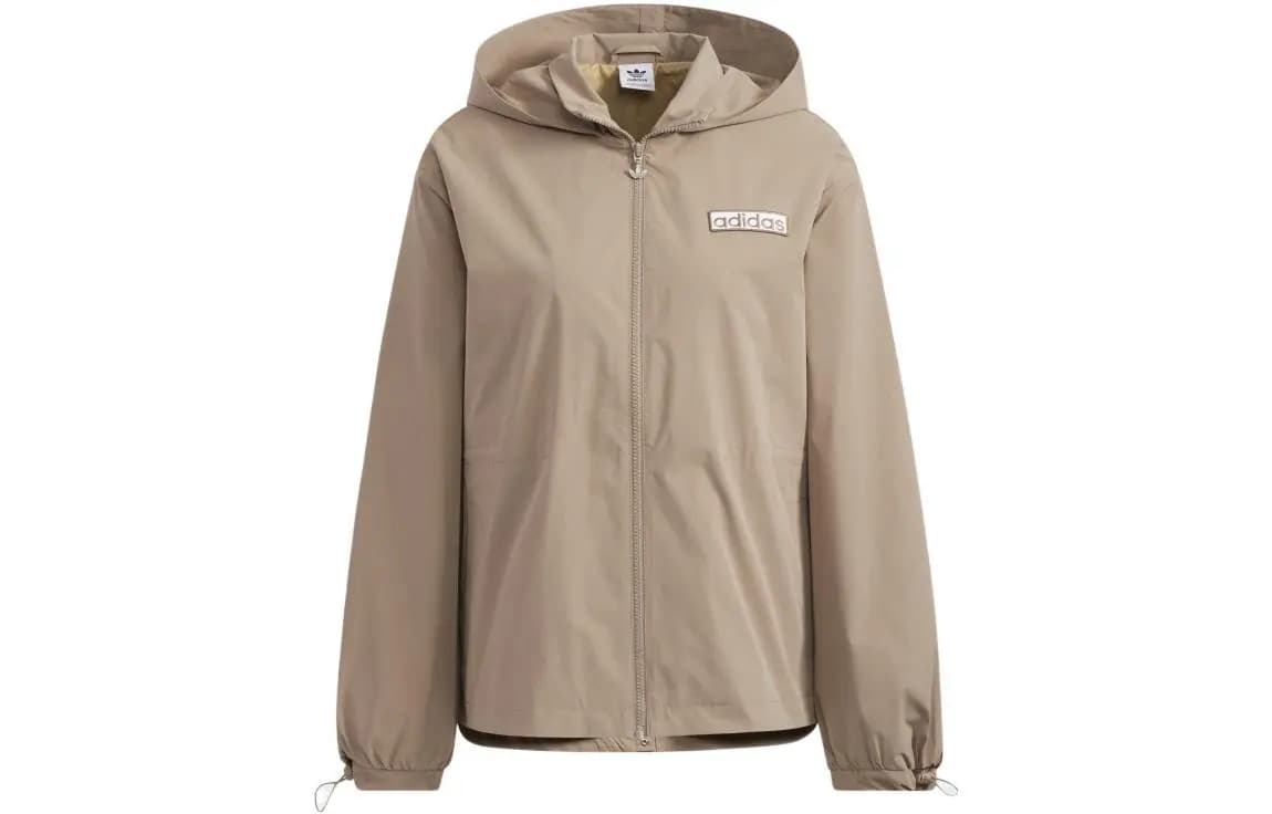 adidas Originals Trefoil Logo Hooded Jacket Qadın Xaki