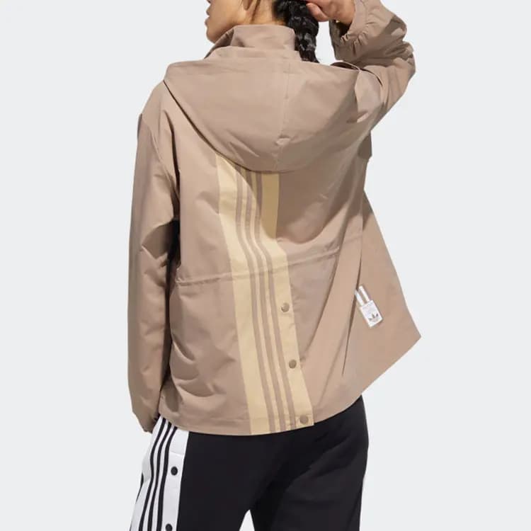 adidas Originals Trefoil Logo Hooded Jacket Qadın Xaki 3