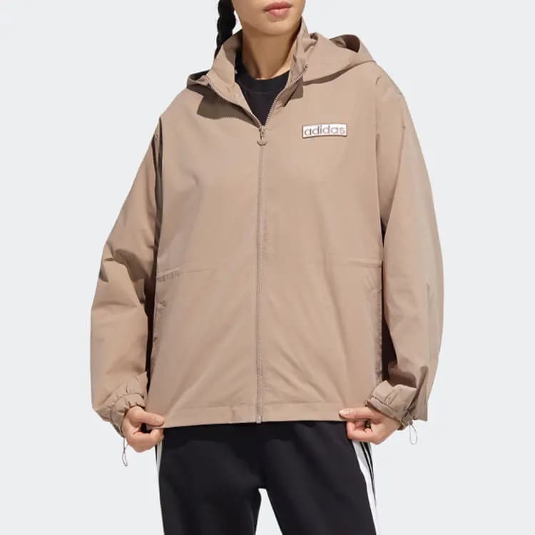 adidas Originals Trefoil Logo Hooded Jacket Qadın Xaki 4