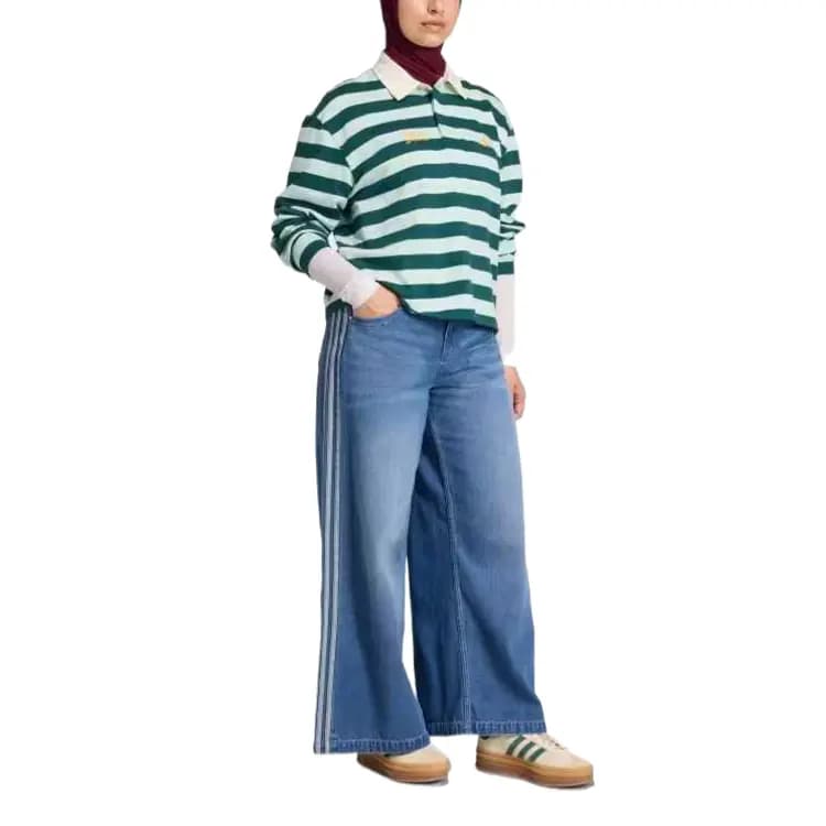 adidas originals LS GFX Stripe Simple Pullover Long Sleeve Polo Shirt Women's 4