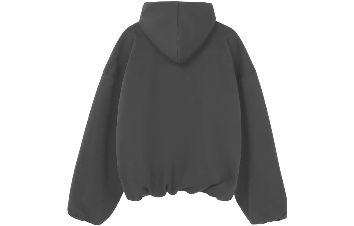 YEEZY Logo Hoodie Solid Color Pullover Hooded Relaxed Fleece-Lined Sweatshirt Unisex Dark Gray 2