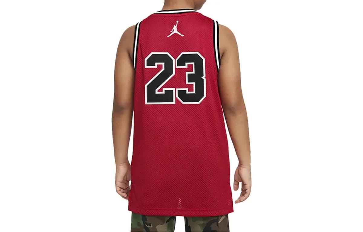 Jordan Kids NBA Letter Print Sports Breathable Mesh Basketball Jersey Boys Red 2