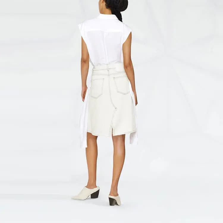 MM6 Maison Margiela Denim Short Skirts Women's White 3