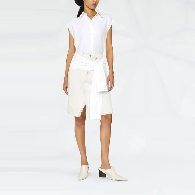 MM6 Maison Margiela Denim Short Skirts Women's White 2