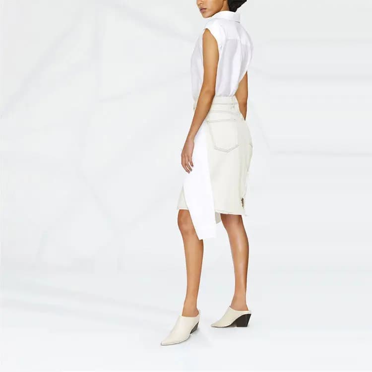 MM6 Maison Margiela Denim Short Skirts Women's White 4