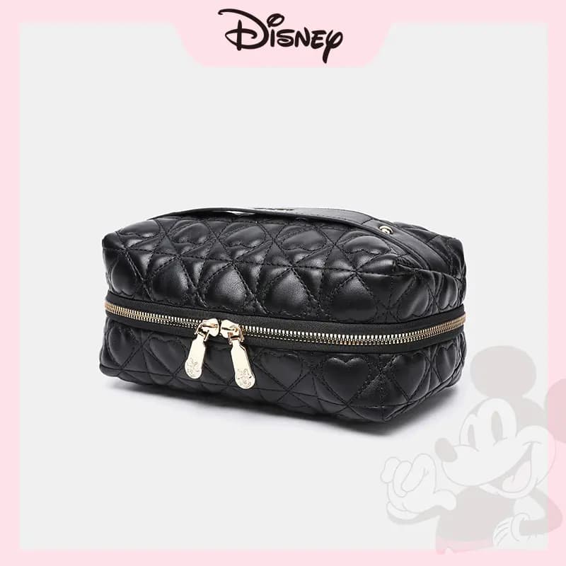 Disney Minnie Antibacterial Anti-Mildew Lining PU Heart Diamond Quilted Travel Storage Bag Women's Pink 14