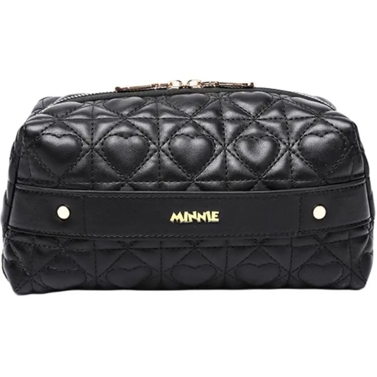 Disney Minnie Antibacterial Anti-Mildew Lining PU Heart Diamond Quilted Travel Storage Bag Women's Pink 11
