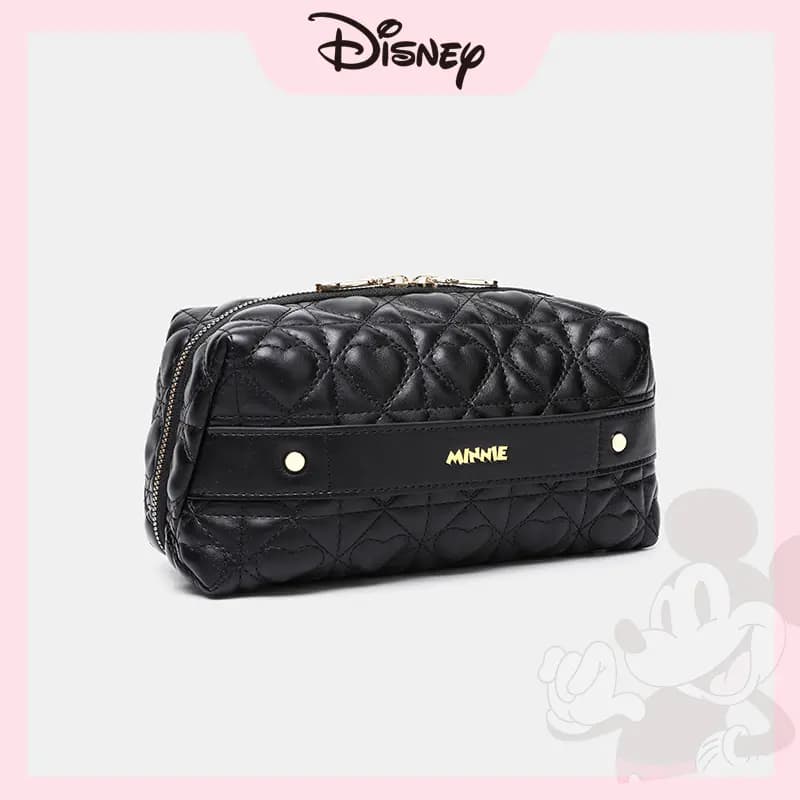 Disney Minnie Antibacterial Anti-Mildew Lining PU Heart Diamond Quilted Travel Storage Bag Women's Pink 12