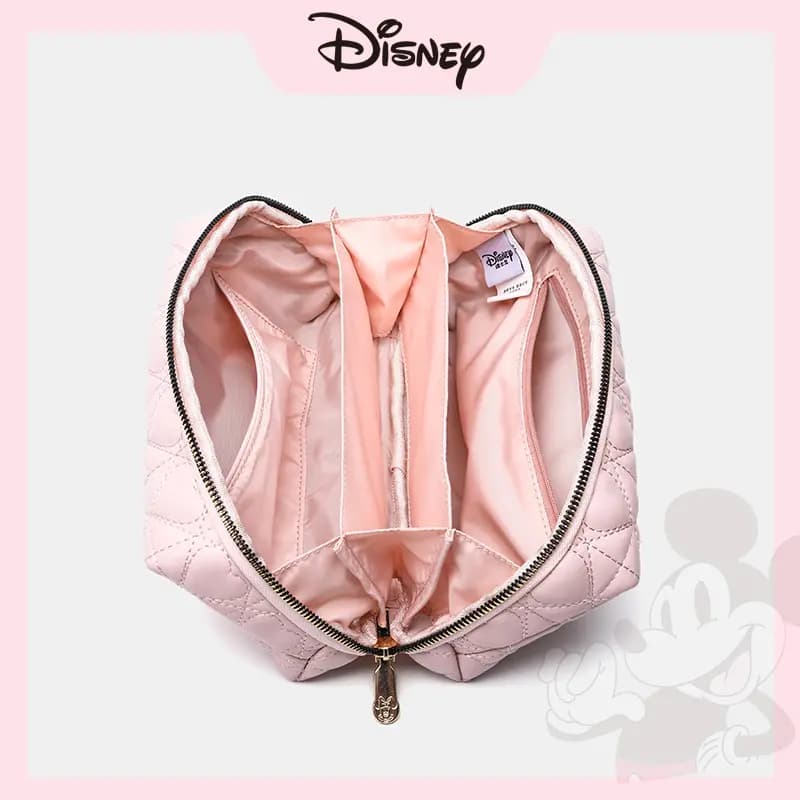 Disney Minnie Antibacterial Anti-Mildew Lining PU Heart Diamond Quilted Travel Storage Bag Women's Pink 9