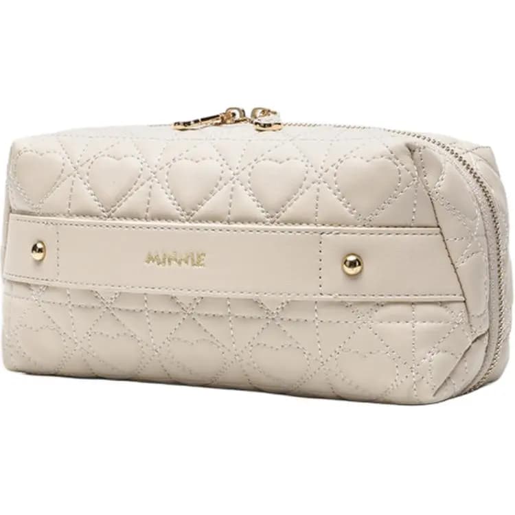 Disney Minnie Antibacterial Anti-Mildew Lining PU Heart Diamond Quilted Travel Storage Bag Women's Pink 16
