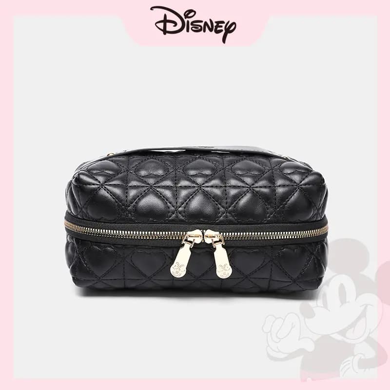 Disney Minnie Antibacterial Anti-Mildew Lining PU Heart Diamond Quilted Travel Storage Bag Women's Pink 13