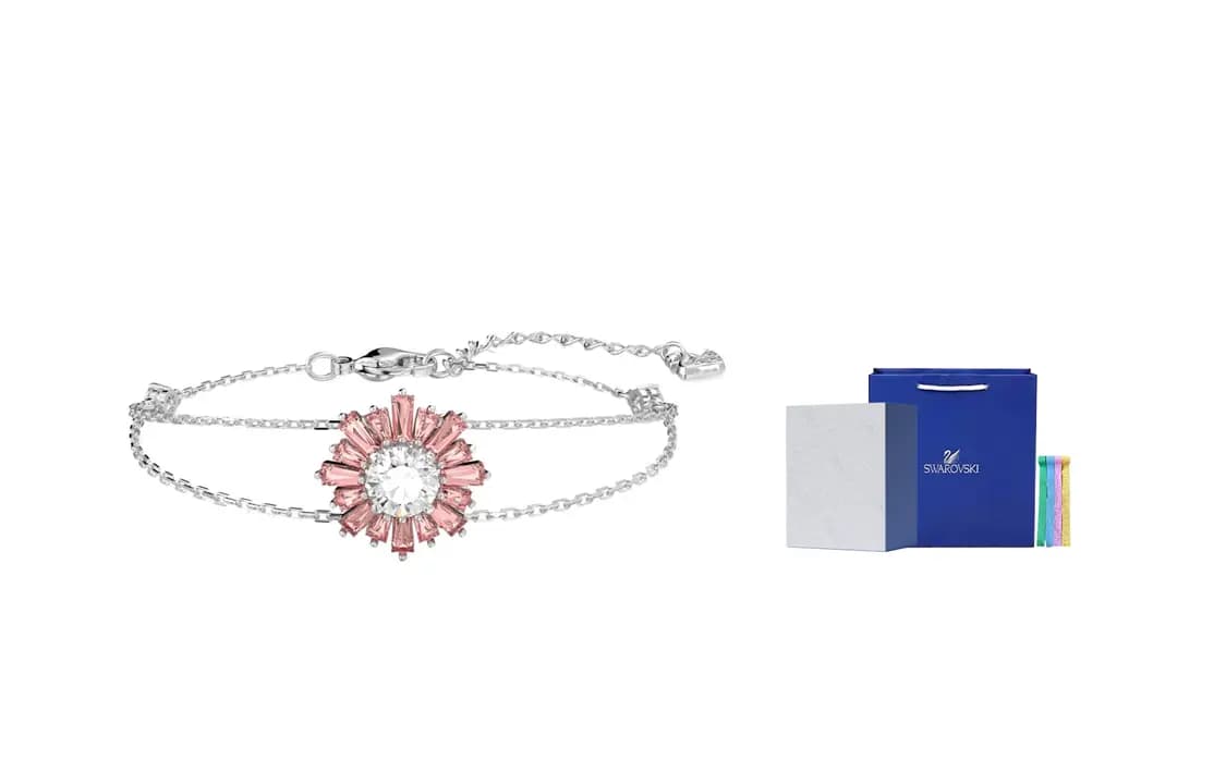 Swarovski Rodium örtüklü Bilərzik Qadın Çəhrayı 5