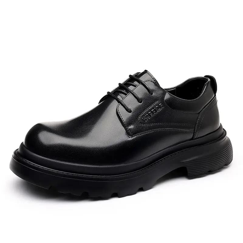 Warrior Round Toe Thick-Sole Derby Shoes Height-Increasing Big Head Martin Boots Men's Foam Lightweight Sole