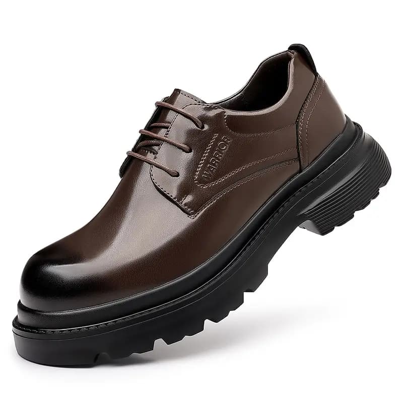 Warrior Round Toe Thick-Sole Derby Shoes Height-Increasing Big Head Martin Boots Men's Foam Lightweight Sole 10