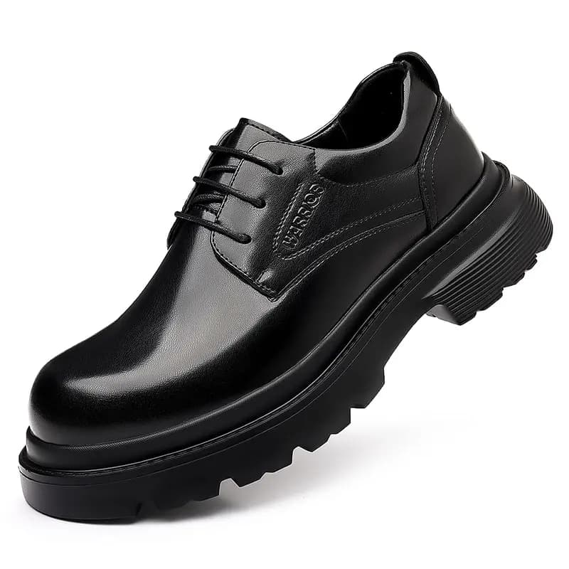 Warrior Round Toe Thick-Sole Derby Shoes Height-Increasing Big Head Martin Boots Men's Foam Lightweight Sole 2