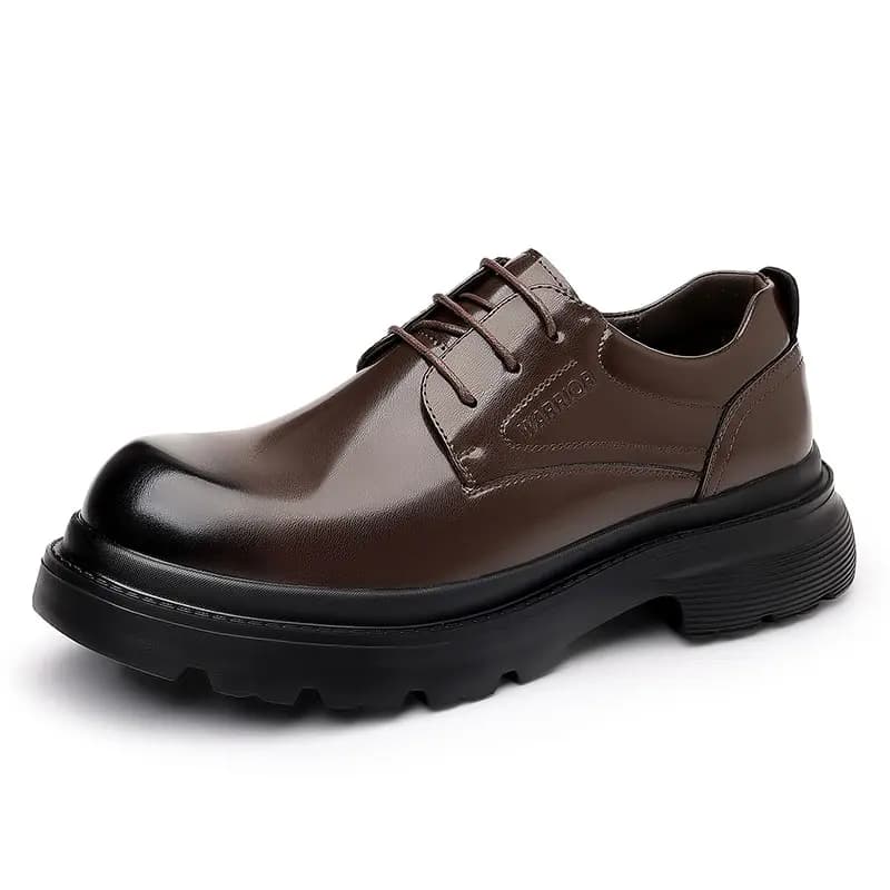 Warrior Round Toe Thick-Sole Derby Shoes Height-Increasing Big Head Martin Boots Men's Foam Lightweight Sole 9