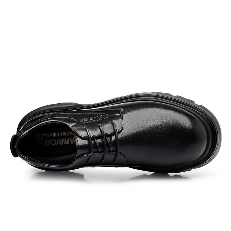Warrior Round Toe Thick-Sole Derby Shoes Height-Increasing Big Head Martin Boots Men's Foam Lightweight Sole 3