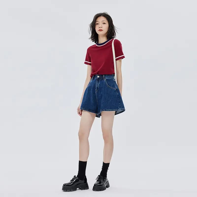 SOON FLOWER Denim Shorts Summer Women's Light Blue 8