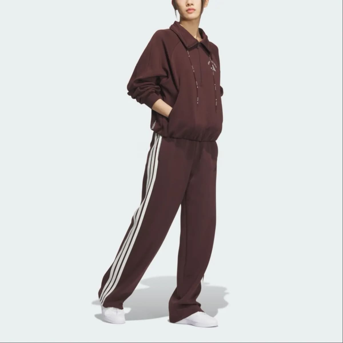adidas Sport Casual Letter Logo Long Sleeve Stand Collar Sweatshirt Women's 4