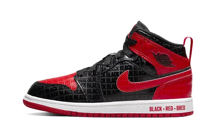 Jordan 1 Mid Black Red Bred PS