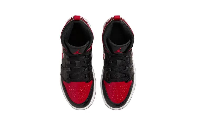 Jordan 1 Mid Black Red Bred PS 4