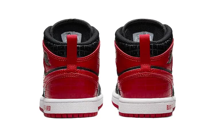 Jordan 1 Mid Black Red Bred PS 5