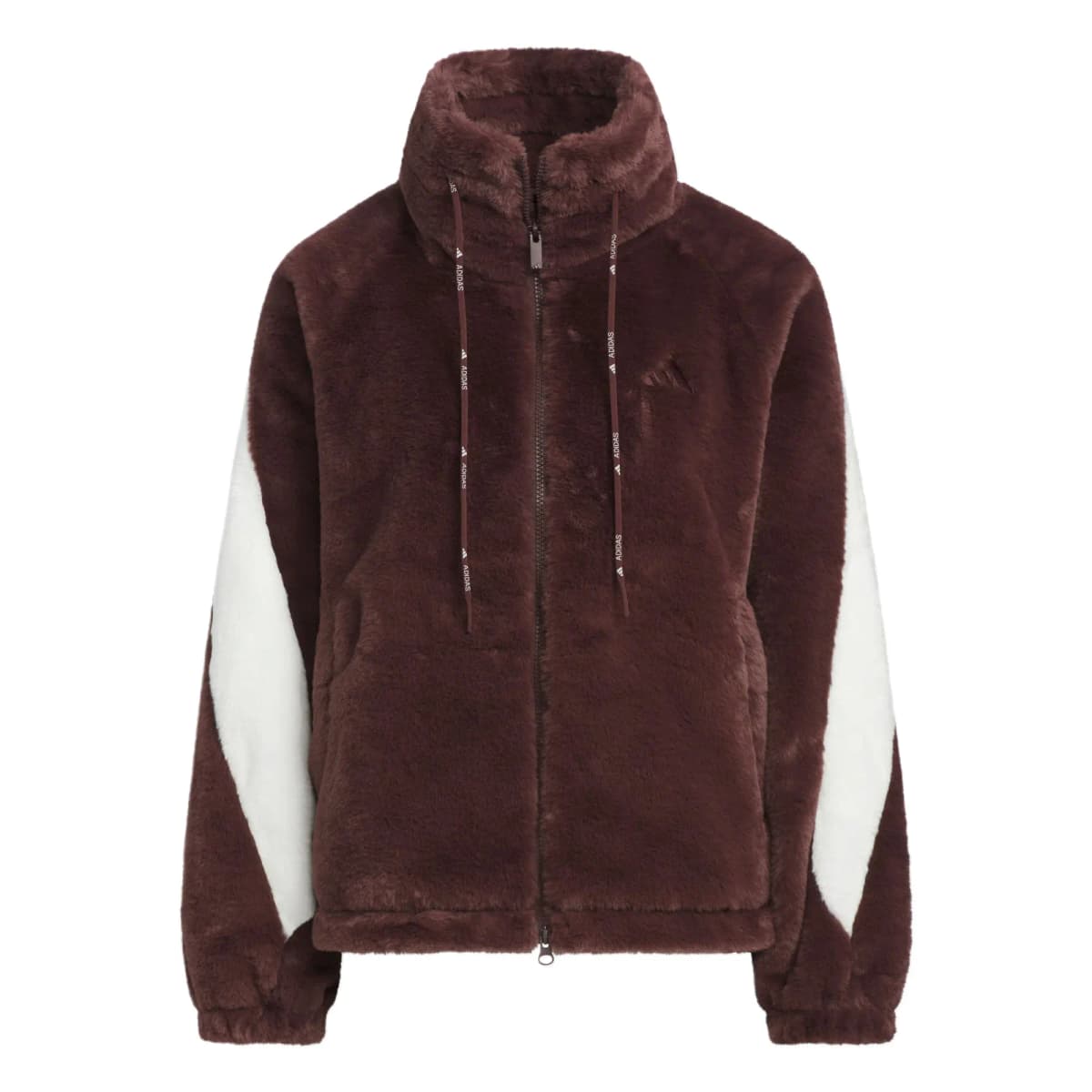 adidas Stand Collar Fleece-Like Jacket Women's Brown White