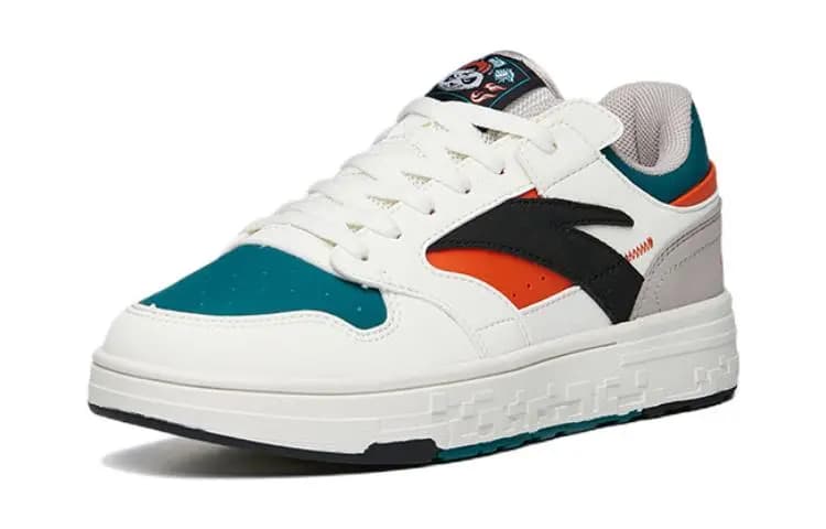 Big Kid Anta Street Play Trendy Street Dance Anti-Slip Wear-Resistant Low-Top Kids Skate Shoes White-Orange 2
