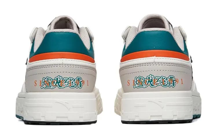 Big Kid Anta Street Play Trendy Street Dance Anti-Slip Wear-Resistant Low-Top Kids Skate Shoes White-Orange 4