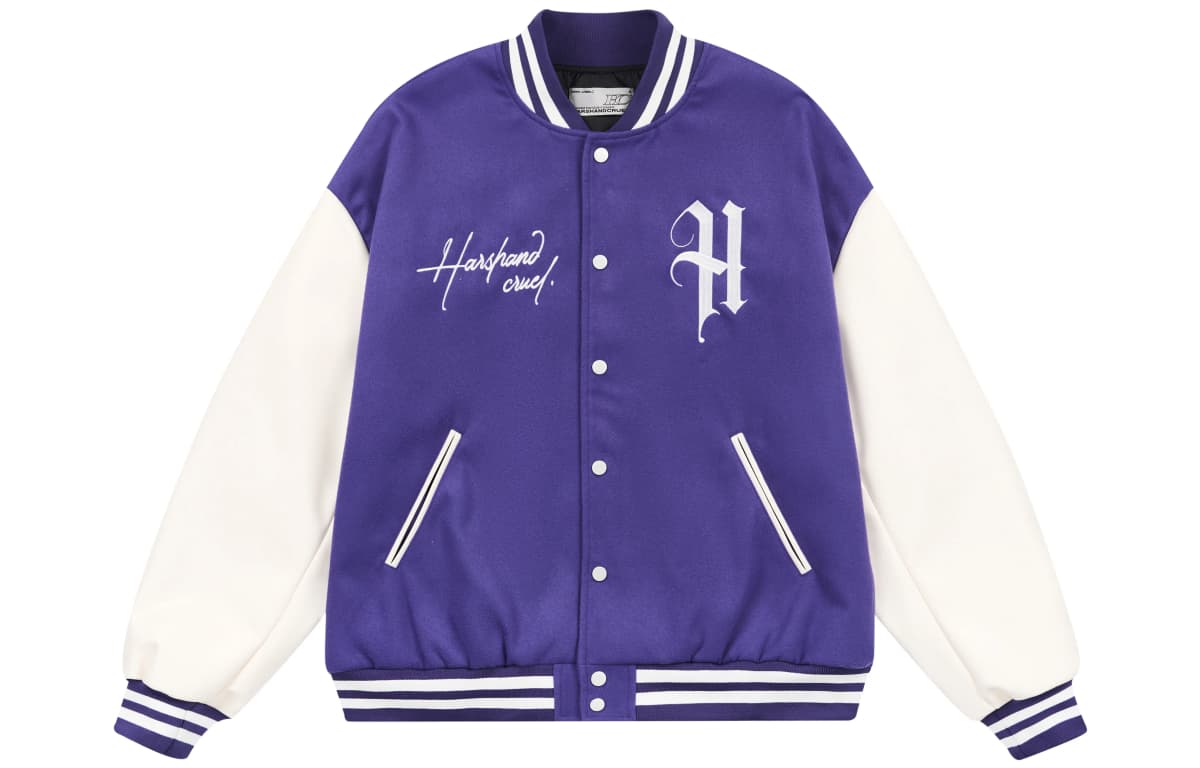 HARSH AND CRUEL AW22 hc Perfectionist Retro Layout Letter Print Loose Casual Embroidered Baseball Jacket Unisex Fall 16