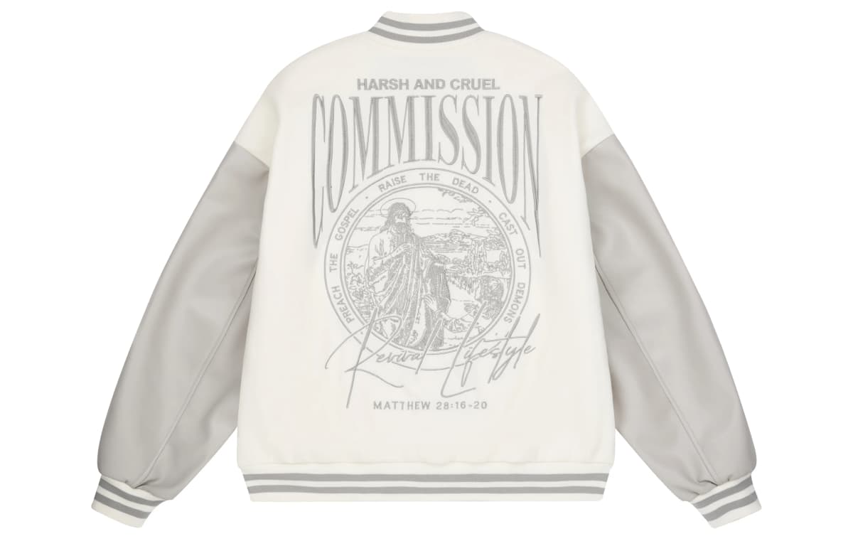 HARSH AND CRUEL AW22 hc Perfectionist Retro Layout Letter Print Loose Casual Embroidered Baseball Jacket Unisex Fall 4