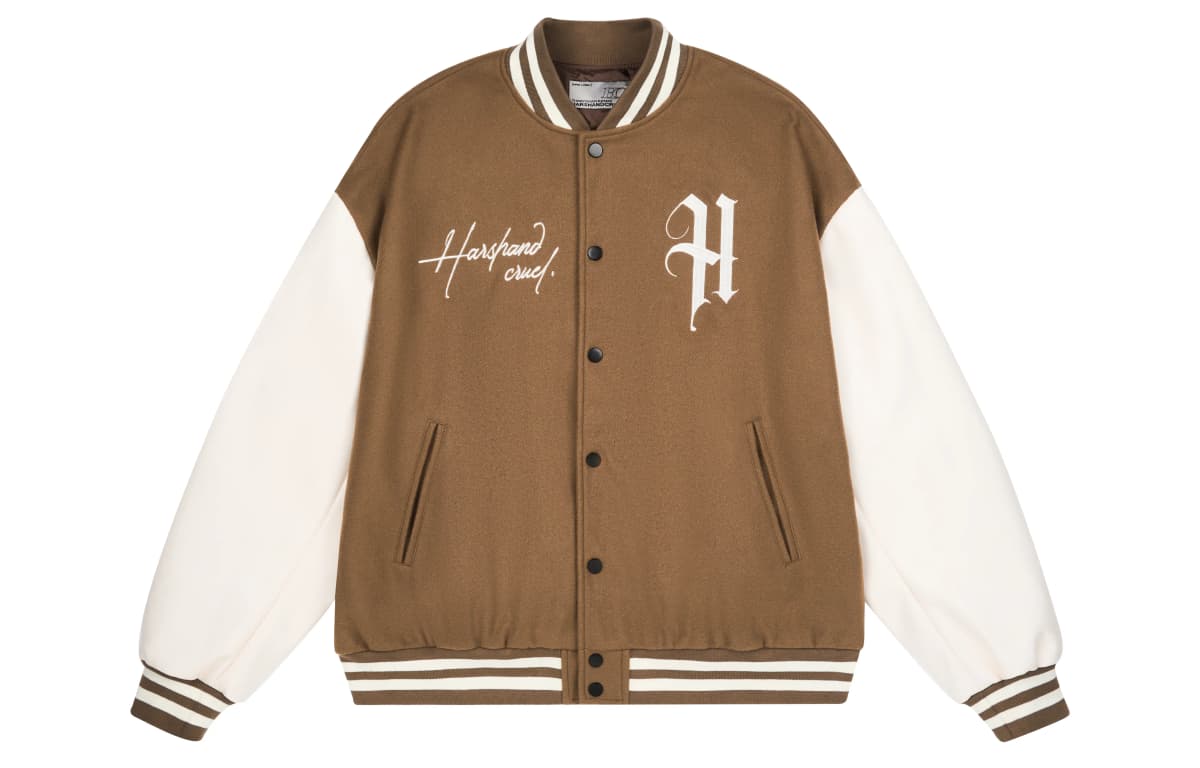 HARSH AND CRUEL AW22 hc Perfectionist Retro Layout Letter Print Loose Casual Embroidered Baseball Jacket Unisex Fall 9