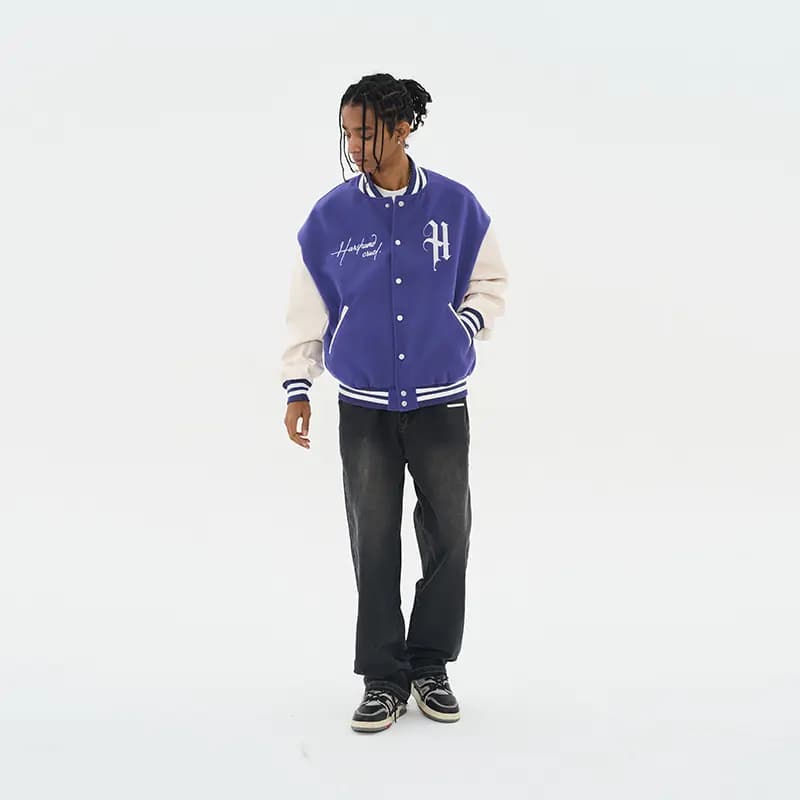 HARSH AND CRUEL AW22 hc Perfectionist Retro Layout Letter Print Loose Casual Embroidered Baseball Jacket Unisex Fall 17