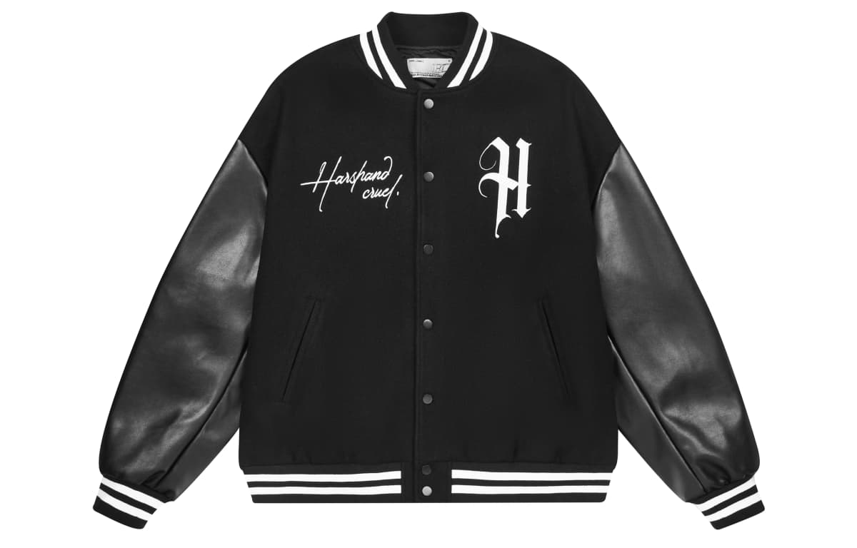 HARSH AND CRUEL AW22 hc Perfectionist Retro Layout Letter Print Loose Casual Embroidered Baseball Jacket Unisex Fall 2