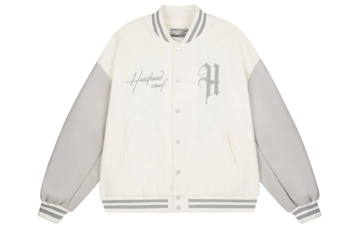 HARSH AND CRUEL AW22 hc Perfectionist Retro Layout Letter Print Loose Casual Embroidered Baseball Jacket Unisex Fall 5