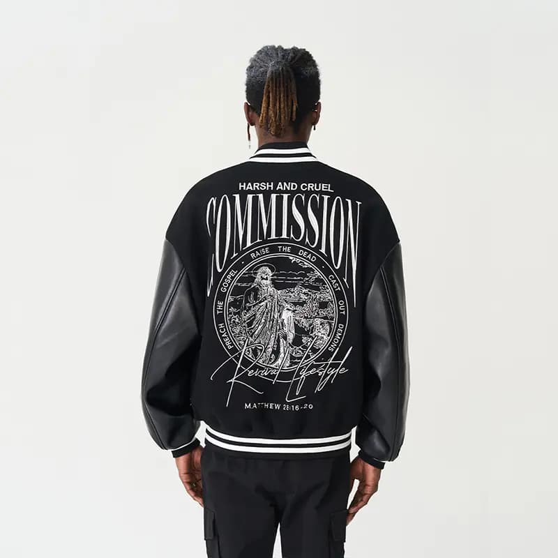HARSH AND CRUEL AW22 hc Perfectionist Retro Layout Letter Print Loose Casual Embroidered Baseball Jacket Unisex Fall 3