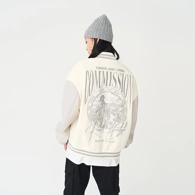 HARSH AND CRUEL AW22 hc Perfectionist Retro Layout Letter Print Loose Casual Embroidered Baseball Jacket Unisex Fall 7